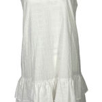 Gianni Bini GB  White Eyelet Dress Sleeveless Cotton Lined Ruffle Hem Small‎ Photo 0