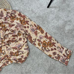 Free People I Got You Printed Top Crop V-Neck Longsleeve in Orange Boho Size L Photo 7