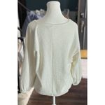 Anthropologie Sweater Cropped Oversized Boxy Ribbed Cream Boho Whimsical Large Photo 2