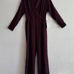Eliza J Eliza‎ J Purple Long Sleeve Jumpsuit with V Neck and Relaxed Fit READ Photo 0