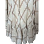 Free People Womens Peppy Plaid M Tunic Shirt White Brown Button Up Back Ruffle Photo 5