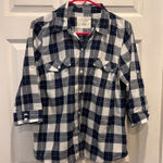 Sonoma  Women's Blue White Plaid 3/4‎ Sleeve Button Down Shirt Top Large Gorpcore Photo 0
