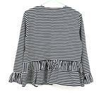 Loft ‎ Outlet Size Medium Jacket Black & White Stripe Linen Ruffles Long Sleeve Photo 1