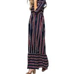 Antoinette spicy mix navy striped ruffled maxi dress size medium Photo 1