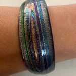 Womens Acrylic Cuff Bracelet Cobalt Blue Multicolor Sparkle 8” Photo 1