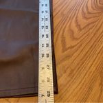 Bar III  Women’s  Faux Leather Brown Pants Size 4 High Rise Button Front  Pockets Photo 6