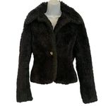 Betsey Johnson 1990s Vintage Black Faux Fur Jacket - Rare Made in USA Short Coat Photo 1