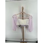 Nasty Gal  Edge Your Bets Purple White Off Shoulder crop top size 4 NWT Photo 4