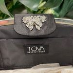 Tova Bourgnine Beverly Hills Black Satin Clutch Evening Purse Bag Photo 3