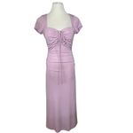 Cinq à Sept Cinq A Sept NEW Janis Square Neck Tie Front Short Sleeve Midi Dress Purple 4 Photo 2