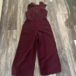 Eva Franco Charley Mock Neck Jumpsuit Maroon Burgundy Anthropologie Small Red Photo 3