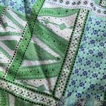 Y2K Patchwork 100% Silk Mini Skirt Green Blue Size 4 Lizzie McGuire Vibes Photo 1
