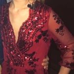 Showpo What Comes Around Playsuit in Wine Sequin Photo 2