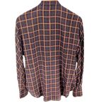 Theory  Womens Perfect Dolman Button Front Shirt Purple Orange Plaid 100% Silk S Photo 1