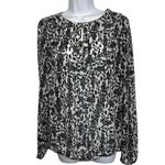 The Limited  Black & White Long  Sleeve Sheer Blouse‎ Gold Hardware EUC Size XS Photo 1