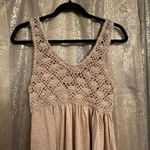 Aerie  Tan Koko Brown Boho Crochet Knit Maxi Dress Medium NWT Photo 2