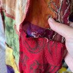 rising international BoHo patchwork bell bottom stretchy pants XXS/XS Green Photo 9