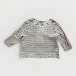 Chico's Crochet Cardigan 3/4 Sleeve Galina Glimmer Champagne Size 2 XL Photo 3