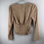 Abercrombie & Fitch Long Sleeve Twist Front Blouse in Light Brown Size Small Photo 4