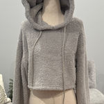 PaperMoon  Soft Gray Fleece Crop Hoodie Photo 0