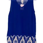 Pink Owl  medium women’s royal blue sheer tank lace crochet bottom trim Photo 9