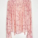 Free People  Stars Align Printed Blouse Ballet Pink Combo Size Small Photo 7