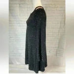 Loft Ann Taylor  Sweater Dress Black Speckled Long Sleeve cold Shoulder petite XS Photo 6