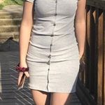 Bershka Button Ribbed Gray Bodycon Dress Photo 0