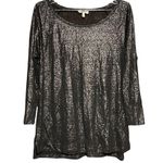 Joie  Woman's Black Long Sleeve Lightweight Sparkly Linen Shirt Size Large Photo 0