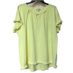 Linen Blend Umgee Top Womens 1XL Yellow Cap Sleeve Raw Frayed Hem Boho Size XL Photo 0