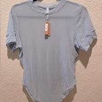 SKIMS NWT  Summer Sheer Mesh Thong Bodysuit Short Sleeve T-Shirt Size 4X Sky Photo 4