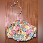 ZARA  Floral Satin Ruched Front Smocked Back Adjustable Halter Crop Top Size XL‎ Photo 8