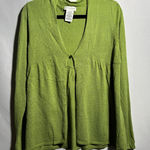 White Stag VTG 90s Green One Button Cardigan Sweater Babydoll Fairy Grunge Boho Womens L Photo 0