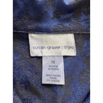 Susan Graver   Women Jacket 1X Blue Black Floral Evening Oriental Classic Buttons Photo 2