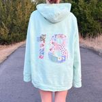 Custom Number Patchwork Hoodie Blue Size L Photo 0