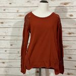 Free People  Grandpa Jersey Outer Sunset Embroidered Blouse Top - Rust - Small Photo 13