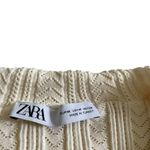 ZARA Cream Ruffle Collar Knit Crystal Jewel Button Cardigan Sweater Size Medium Photo 2