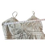 American Eagle  Gray White Striped Rouched Bow Deep V-neck Textured Romper XL Photo 9