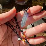 Fluorite Point Wand Pendant Necklace Adjustable Cord Unisex Purple Photo 1