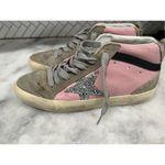 Golden Goose WM Mid Star LTD in pink leather w glitter star & black flash SZ 36 Photo 3