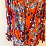 Free People Womens Printed Keepin On Tee Bright Red Floral Top Size Large Photo 7