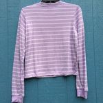 Marine layer NWT Lavender Purple Stripe Double Knit Crew Neck Sweater Size Small Photo 3