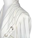 Chico's ‎ Blazer Jacket Medium 8/10 Pinstripe Laced Grommet Career Office Neutral Photo 6