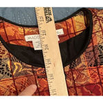 Maggy London  Size 4 Quilted Jacket‎ 100% Silk Colorful Abstract Floral Button Up Photo 6