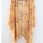 American Eagle Yellow Floral Kimono Cardigan Boho Spring Summer Lightweight NEW Photo 0