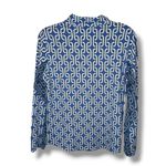 IBKUL Womens Geometric Print Long Sleeve 1/4 Zip Golf Pullover Top M Blue White Size undefined Photo 2