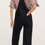 Mango New  Black Denim Wide Leg Overalls Jumpsuit Photo 1
