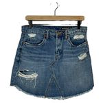 BLANK NYC  Raw Hem Distressed Denim Mini Skirt - Blue - 28 Photo 8