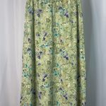 Item Eyes Small Floral Satin Midi Skirt Vintage A Line Boho Chic Olive Green White Photo 1