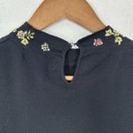 Vintage JAC Ribbed Sleeveless Mock Neck Shell Tank Top Black Beaded Floral Neckl Size M Photo 4